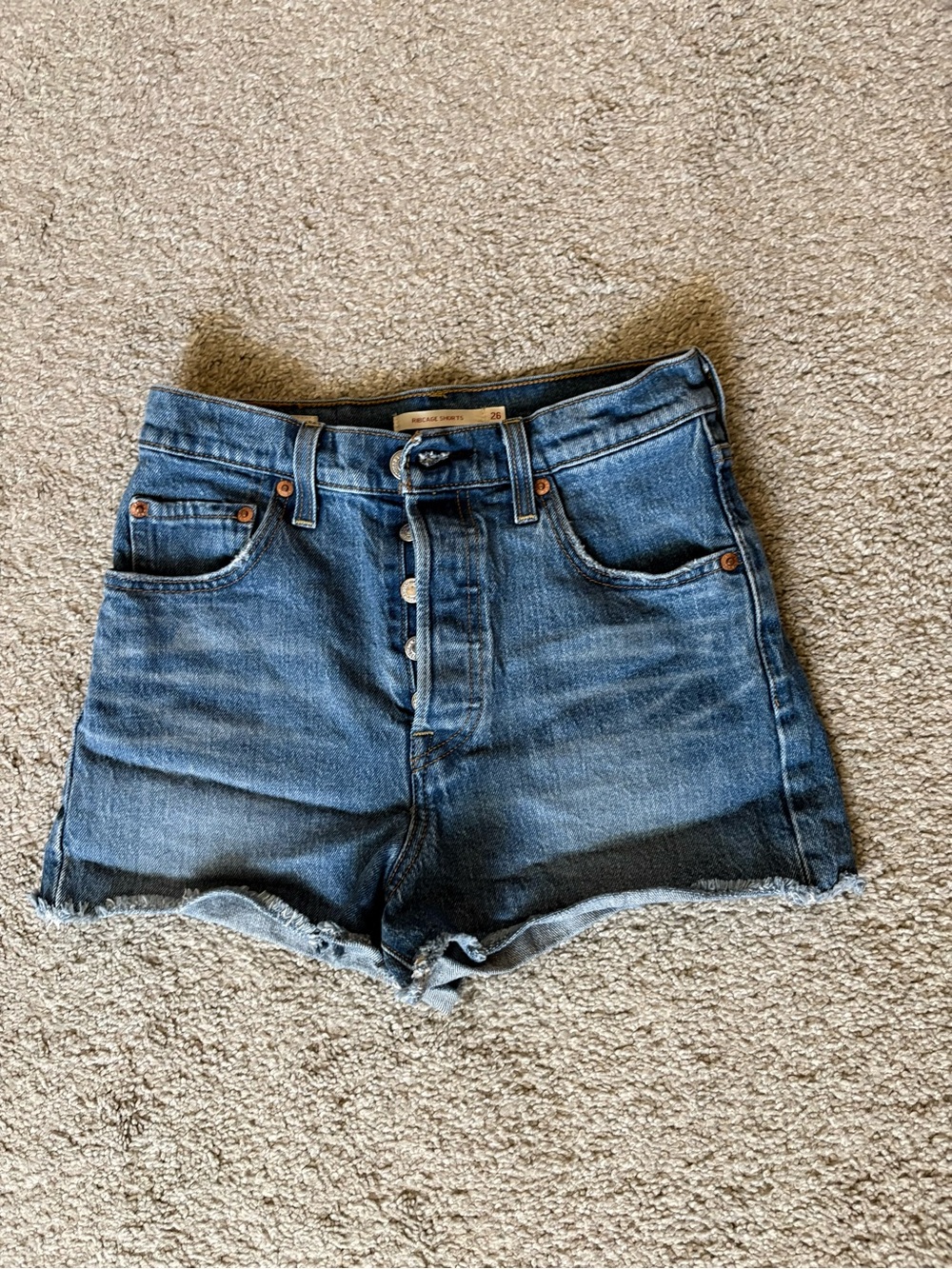 Levi's Dark Blue Button-Fly Denim Shorts